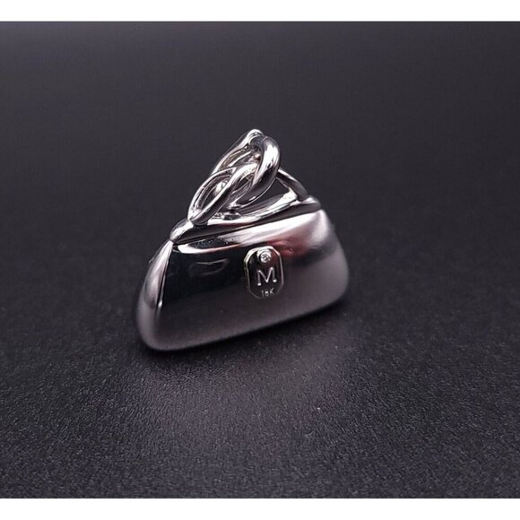 Mirabelle 18kt White Gold Diamond and Sapphire Purse Charm Pendant with Enhancer - Picture 8 of 12